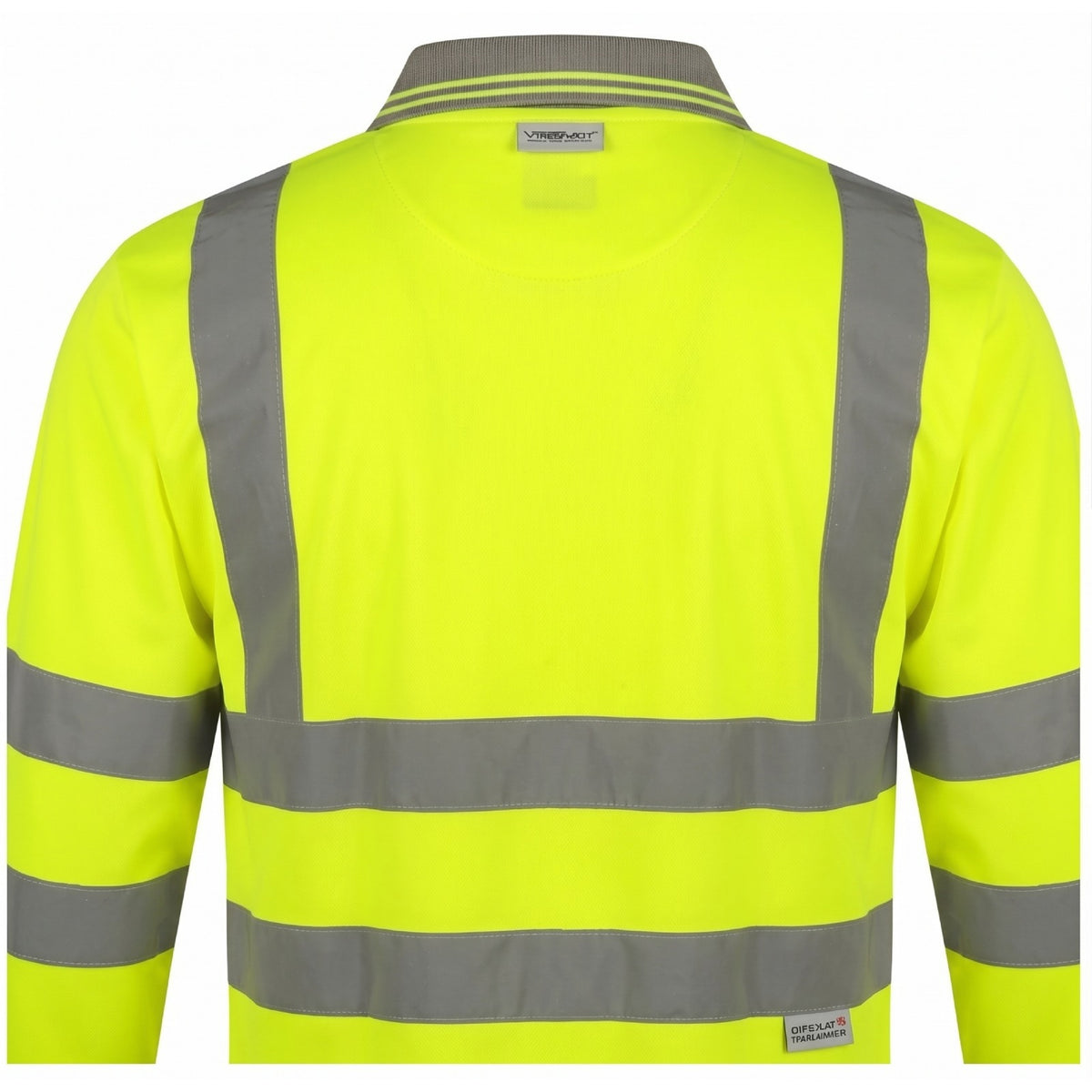 Hi Viz High Visibility Long Sleeve Polo Shirts with Grey Collar and Hem Reflective Tape Safety Hi Vis Security Work Breathable Lightweight Workwear Tops (Large, Yellow)