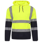 Men Hi Vis Viz Two Tone Hoodies Pullover Safety Super Soft Fleece Workwear Tops Pull Over High Visibility Security Super Soft Cosy Fleece Hoody Jumpers (3279)