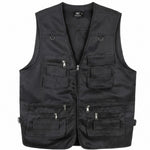 "New Men's Cotton Rich Waistcoat Jacket Multi Pocket Vest Outdoor Fishing Camping Activewear Sleeveless Traveling Photography Hiking Hunting Tactical Outerwear Gilet (Medium, Black) "