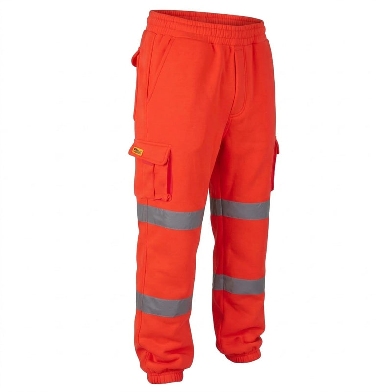 Kapton Hi Visibility Combat Multi Pocket Warm Bottoms Sizes: S-5XL Orange Yellow Joggers Fleece Cargo Reflective Mens High Viz Outdoor Work Pockets Comfort Reflective 3M Trousers