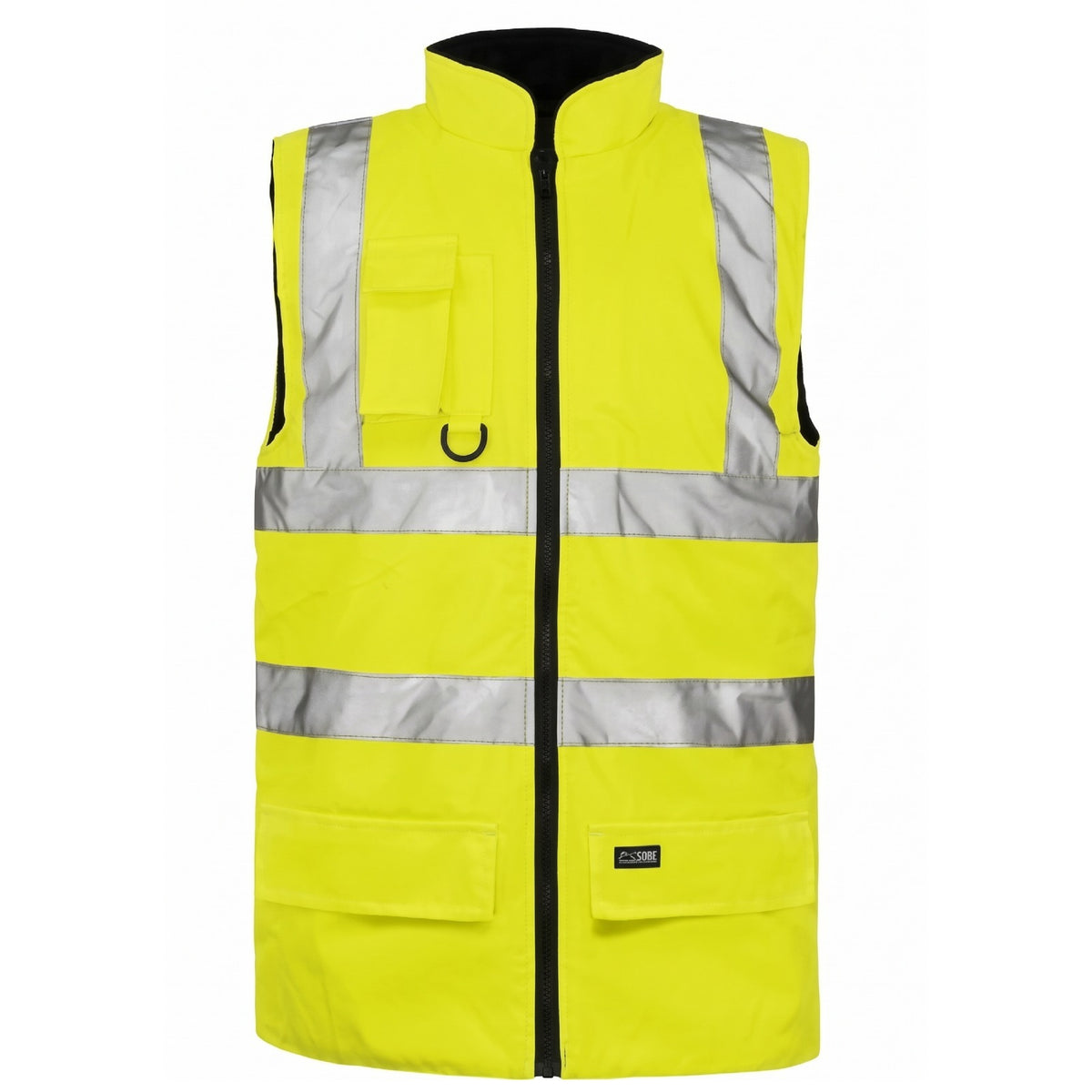 Hi Viz Bodywarmer Reversible Fleece Lined High Visibility Gilet Hi Vis Reflective Waterproof Workwear Padded Vest Security Safety Wear Warm Waistcoat (4X-Large, Yellow)