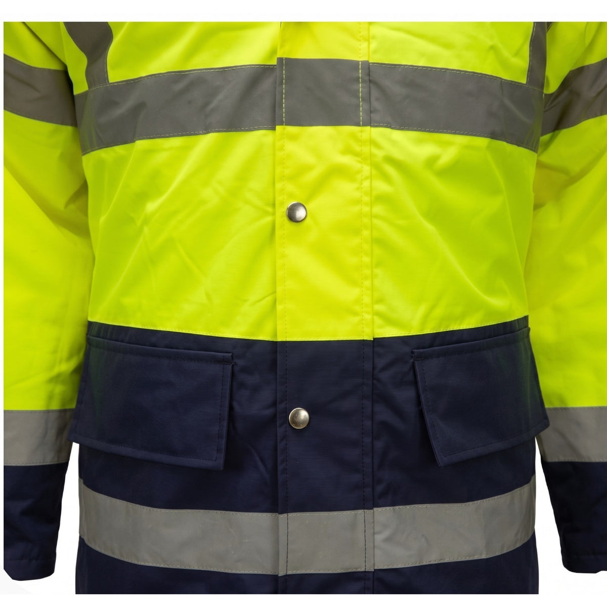 New Hi Vis Parka Jackets High Visibility Safety Security Workwear Waterproof Storm Padded Jackets Hi Viz Reflective Protective Hooded Long Rain Coats