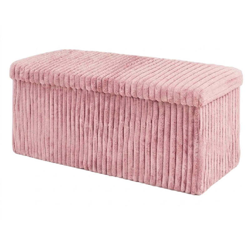 Ottoman Foldable Ribbed Storage Box Bench