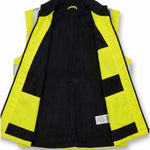 Hi Viz Bodywarmer Reversible Fleece Lined High Visibility Gilet Hi Vis Reflective Waterproof Workwear Padded Vest Security Safety Wear Warm Waistcoat (4X-Large, Yellow)