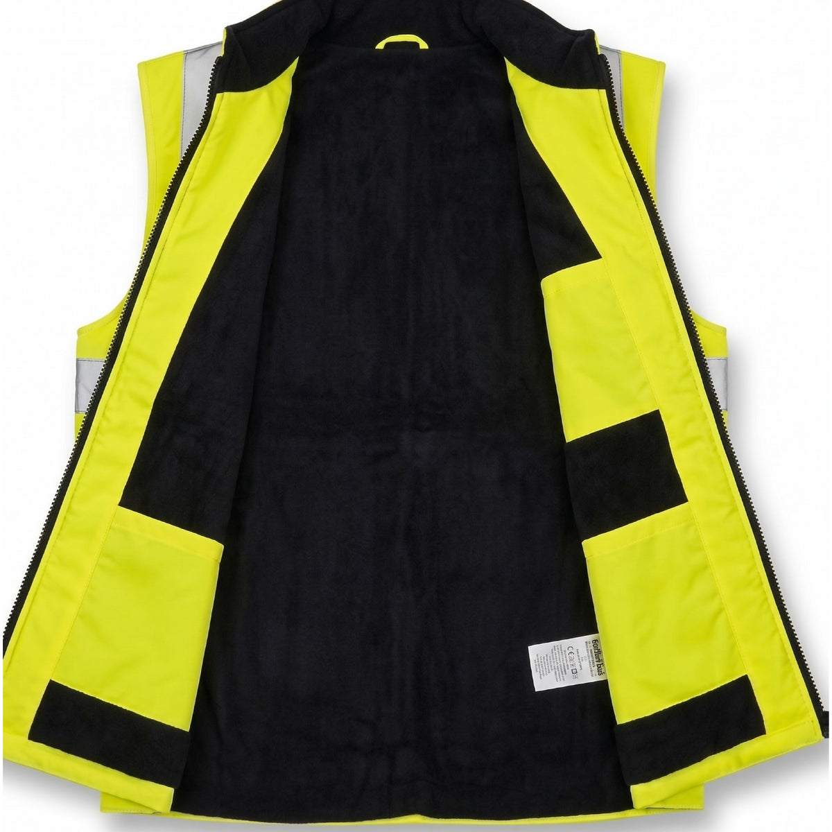 Hi Viz Bodywarmer Reversible Fleece Lined High Visibility Gilet Hi Vis Reflective Waterproof Workwear Padded Vest Security Safety Wear Warm Waistcoat (4X-Large, Yellow)