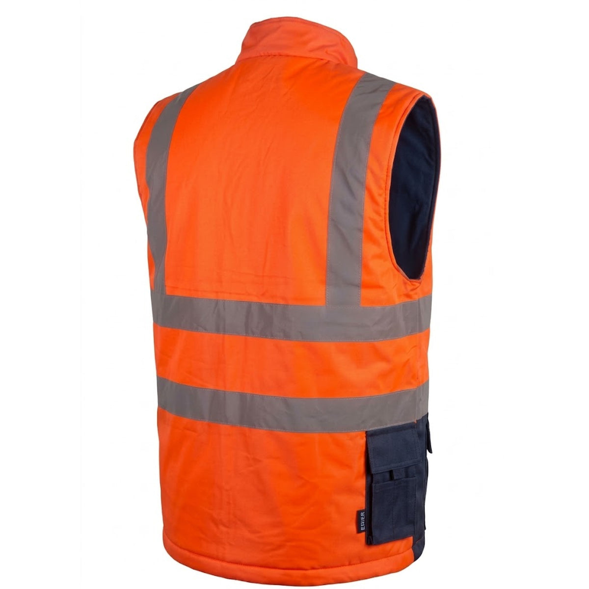Kapton Hi Visibility Reversible 2 Tone Fleece Lined Waterproof Bodywarmer High Viz Vis Navy Gilet Body Warmer Waistcoat Outdoor Workwear Yellow Orange Reflective Strips Warm Winter Work Security