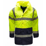 New Hi Vis Parka Jackets High Visibility Safety Security Workwear Waterproof Storm Padded Jackets Hi Viz Reflective Protective Hooded Long Rain Coats