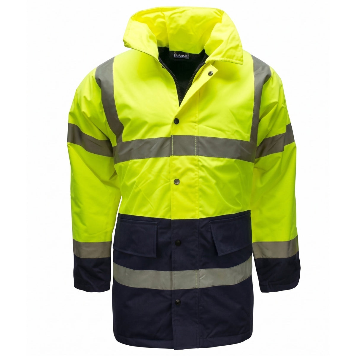 New Hi Vis Parka Jackets High Visibility Safety Security Workwear Waterproof Storm Padded Jackets Hi Viz Reflective Protective Hooded Long Rain Coats