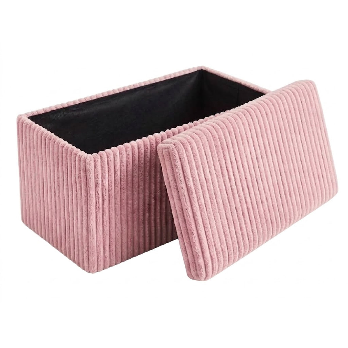 Ottoman Foldable Ribbed Storage Box Bench