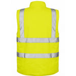 Hi Viz Bodywarmer Reversible Fleece Lined High Visibility Gilet Hi Vis Reflective Waterproof Workwear Padded Vest Security Safety Wear Warm Waistcoat (4X-Large, Yellow)