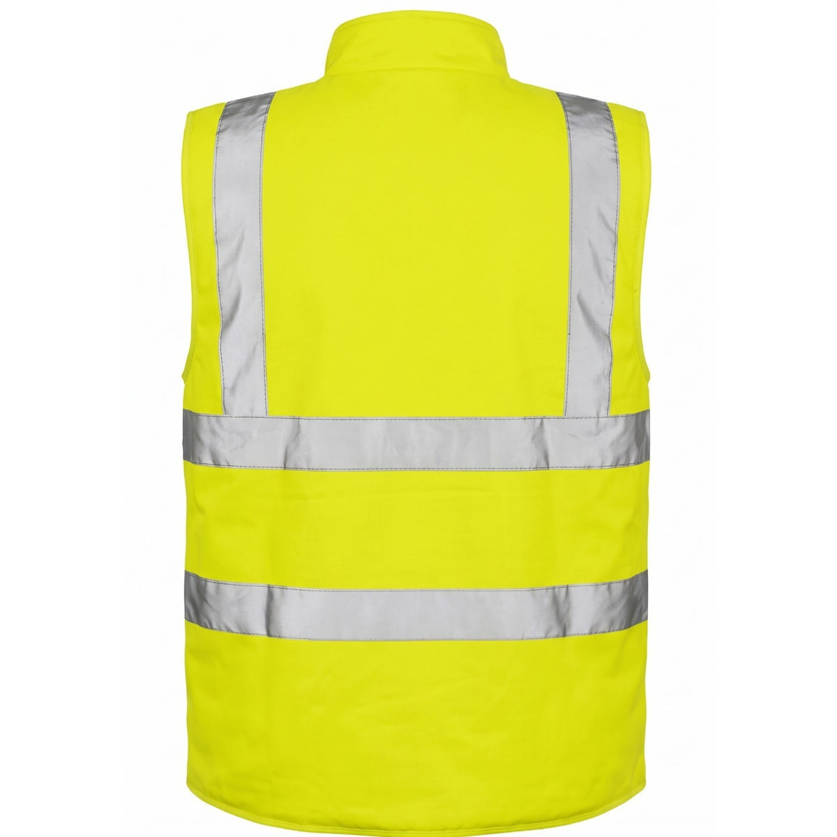Hi Viz Bodywarmer Reversible Fleece Lined High Visibility Gilet Hi Vis Reflective Waterproof Workwear Padded Vest Security Safety Wear Warm Waistcoat (4X-Large, Yellow)