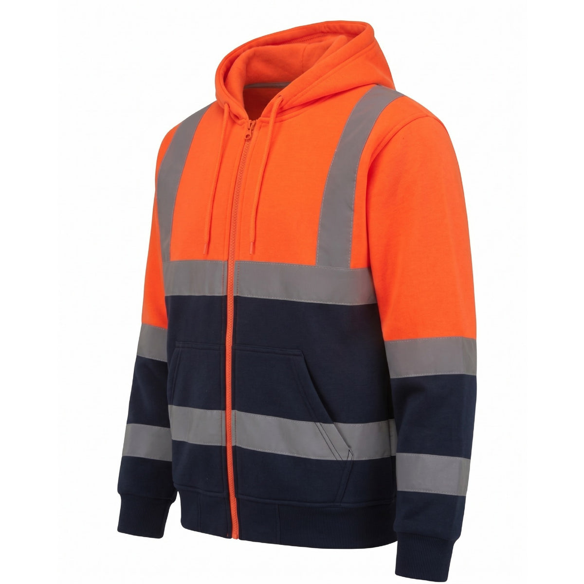 Men's Hi Vis Two Tone Hoodies Safety Fleece Sweatshirt Work Tops GO/RT Compliant Jumpers