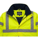 New Hi Vis Parka Jackets High Visibility Safety Security Workwear Waterproof Storm Padded Jackets Hi Viz Reflective Protective Hooded Long Rain Coats